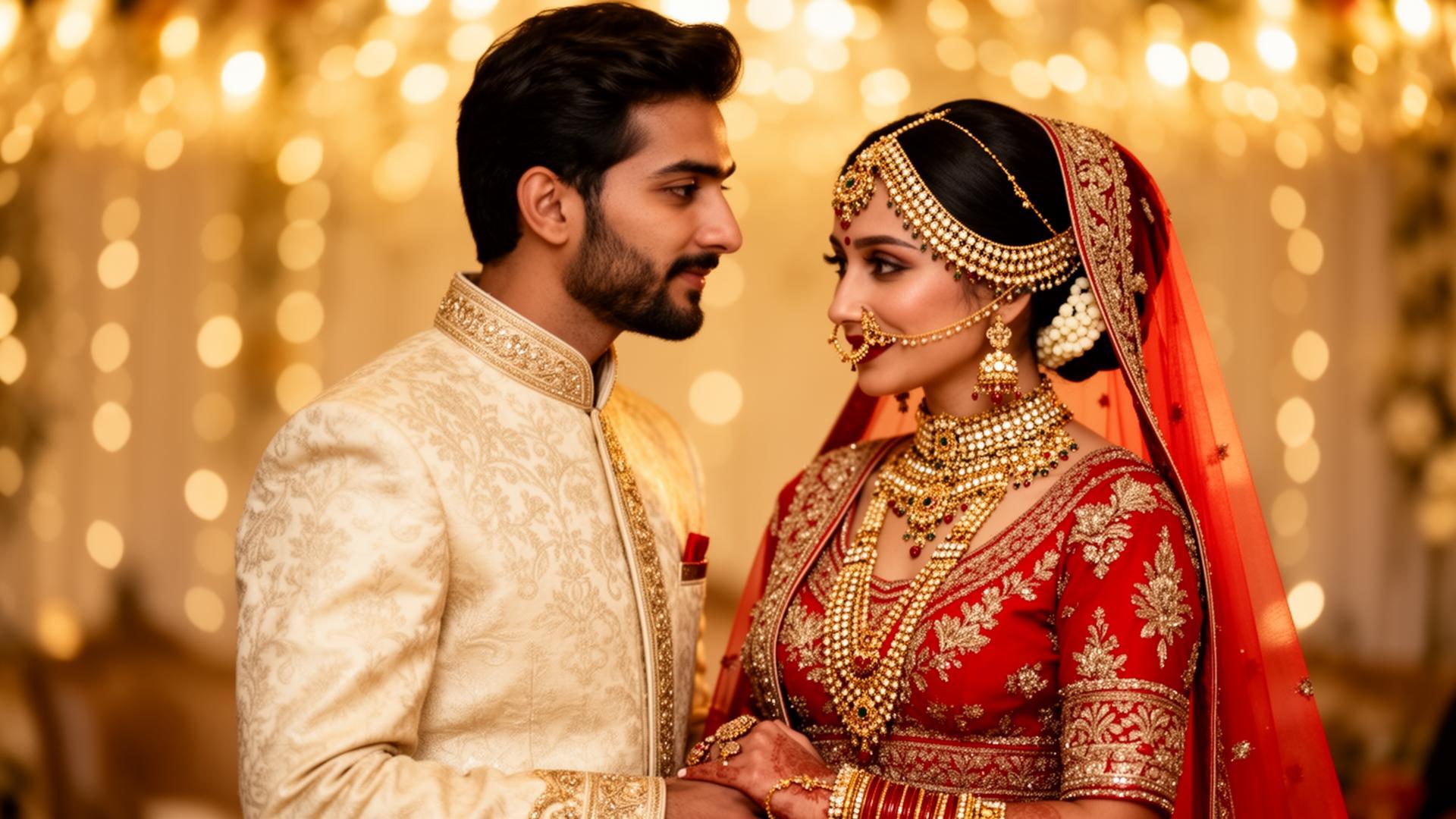 South Asian wedding couple
